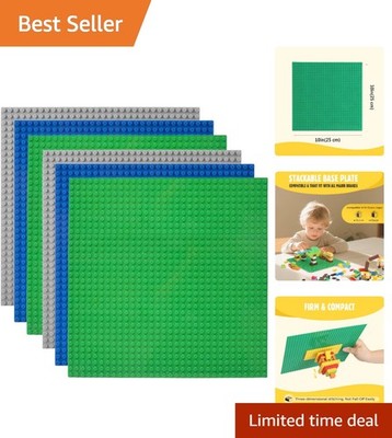 Rounded Corner Classic Baseplates 6 Pack - 10'' x 10'' for Safe Play & Learning