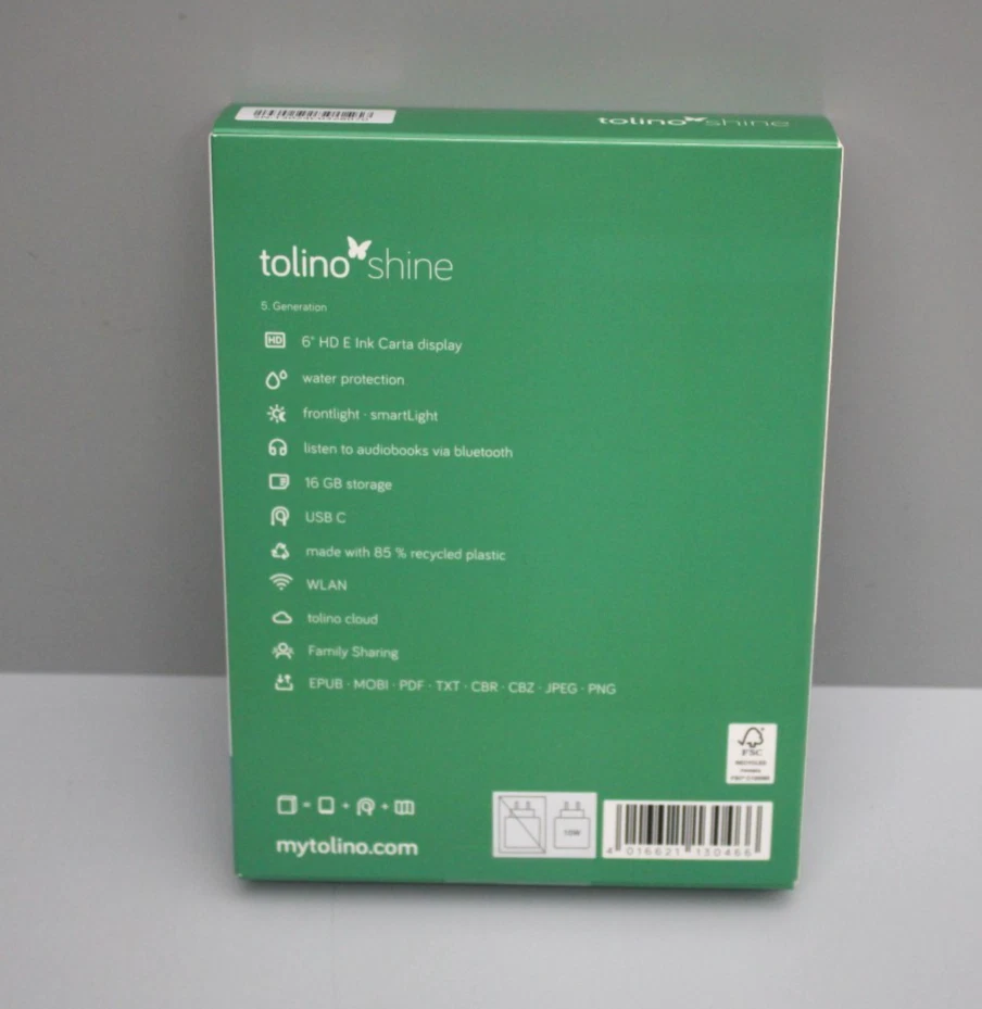 tolino shine - eReader - 6 Zoll Display HD Touchscreen - Schwarz - NEU - Bild 2 von 3