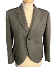 Boys Vintage Tweed Herringbone Kilt Jacket Gauntlet Cuffs A. Caird & Sons 32"