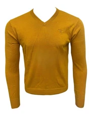 GANT Men's Mustard Melange Cotton Lightweight V-Neck Sweater Size M NWT