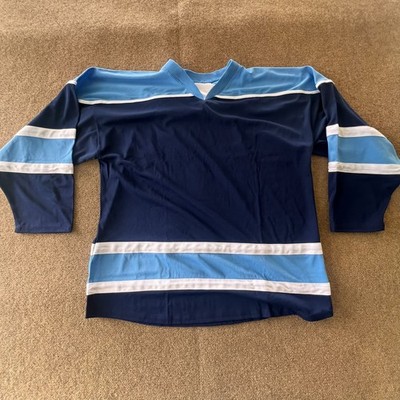 Athletic Knit Hockey Jersey Adult XL Navy Blue Light Blue White Blank AK