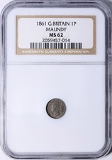 1861 NGC MS62 Great Britain 1P Maundy - One Pence