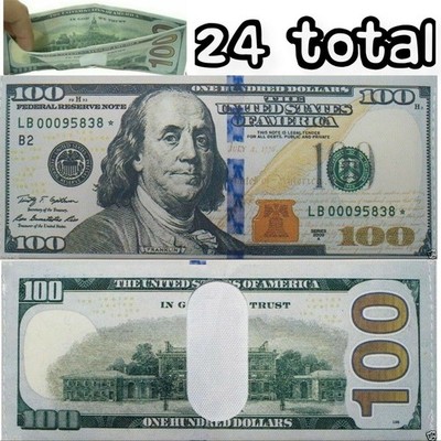 24 Pack - 100 Hundred Dollar Bill Wallets Money Bi-Fold Card Holder - US SELLER