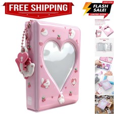 Mini Photocard Binder, Heart Hollow Portable Photos Card Book with Lovely Pen...