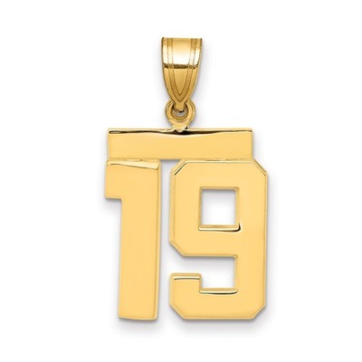 14k Gelbgold Zahl 19 Anhänger Blockschrift Sportlich Unisex Jersey Charm