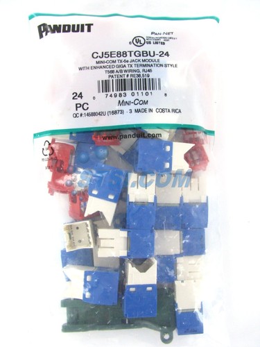(24-PACK) Panduit CJ5E88TGBU-24 Cat5e Mini-Com Jack Module, Blue ~STSI - Picture 2 of 4