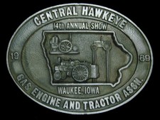 TJ01149 VINTAGE 1989  CENTRAL HAWKEYE GAS ENGINE  TRACTOR ASSN.  BELT BUCKLE