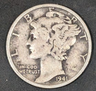 A Silver Mercury Dime from 1941!   Free Shipping — photo 1