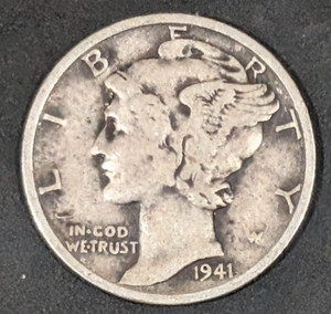 A Silver Mercury Dime from 1941!   Free Shipping