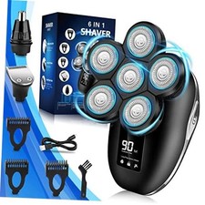 Head Shaver for Bald Men, 6-in-1 Electric Shaver for Bald Head 6D Blue-a2