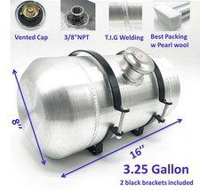 New Center Fill 3.25 Gallon 8 X16 Spun Aluminum Fuel Tank 38 Npt Outlet