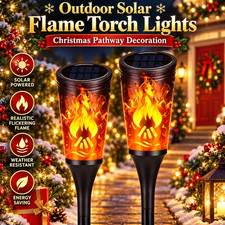 Outdoor Solar Torch Lights Flickering Flame Waterproof Garden Pathway Lamp 12LED