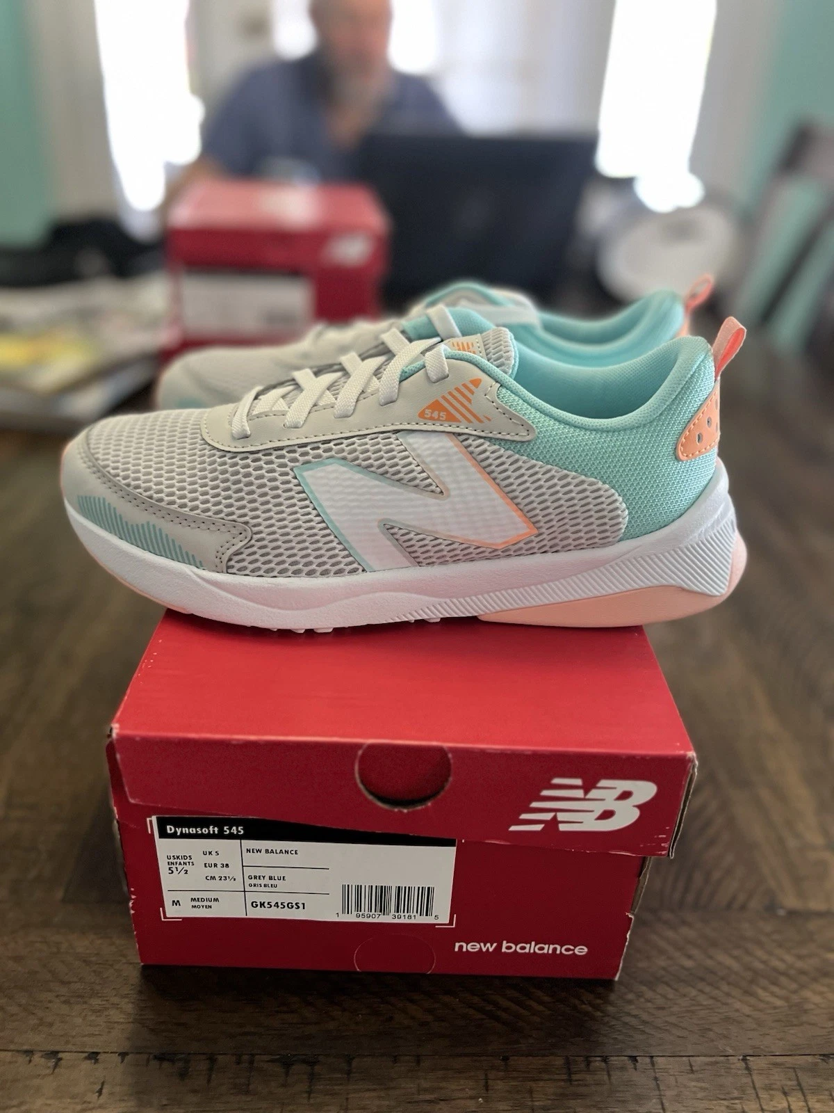 New Balance Dynasoft 545 Bungee Lace Up Kids Size 5.5 Grey Blue NEW IN BOX