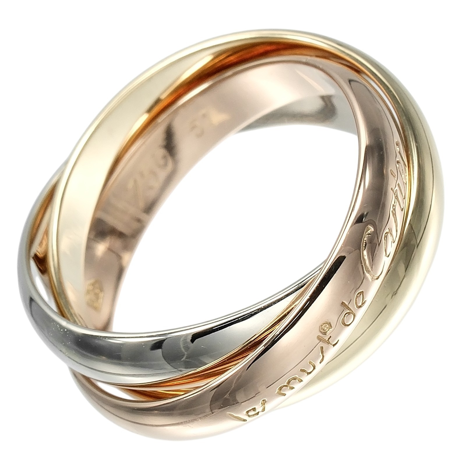 CARTIER Trinity Ring 0.1" band K18 Gold (YGxPGxWG) #4.3(US Size) 6.66g Women