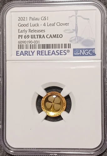 2021 $1 Palau 1g Gold Good Luck- Four Leaf Clover NGC PF69 UCAM Early Releases 