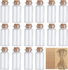 20pcs 10ml glass vials mini bottles with cork  20 twine  20pcs hang tags fo...