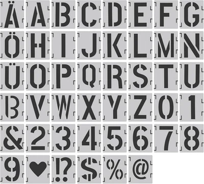 46 Stück Buchstaben Schablone Kunststoff Deutsche Alphabete, (Ca.7.5cm) Wiederve - Bild 1 von 4