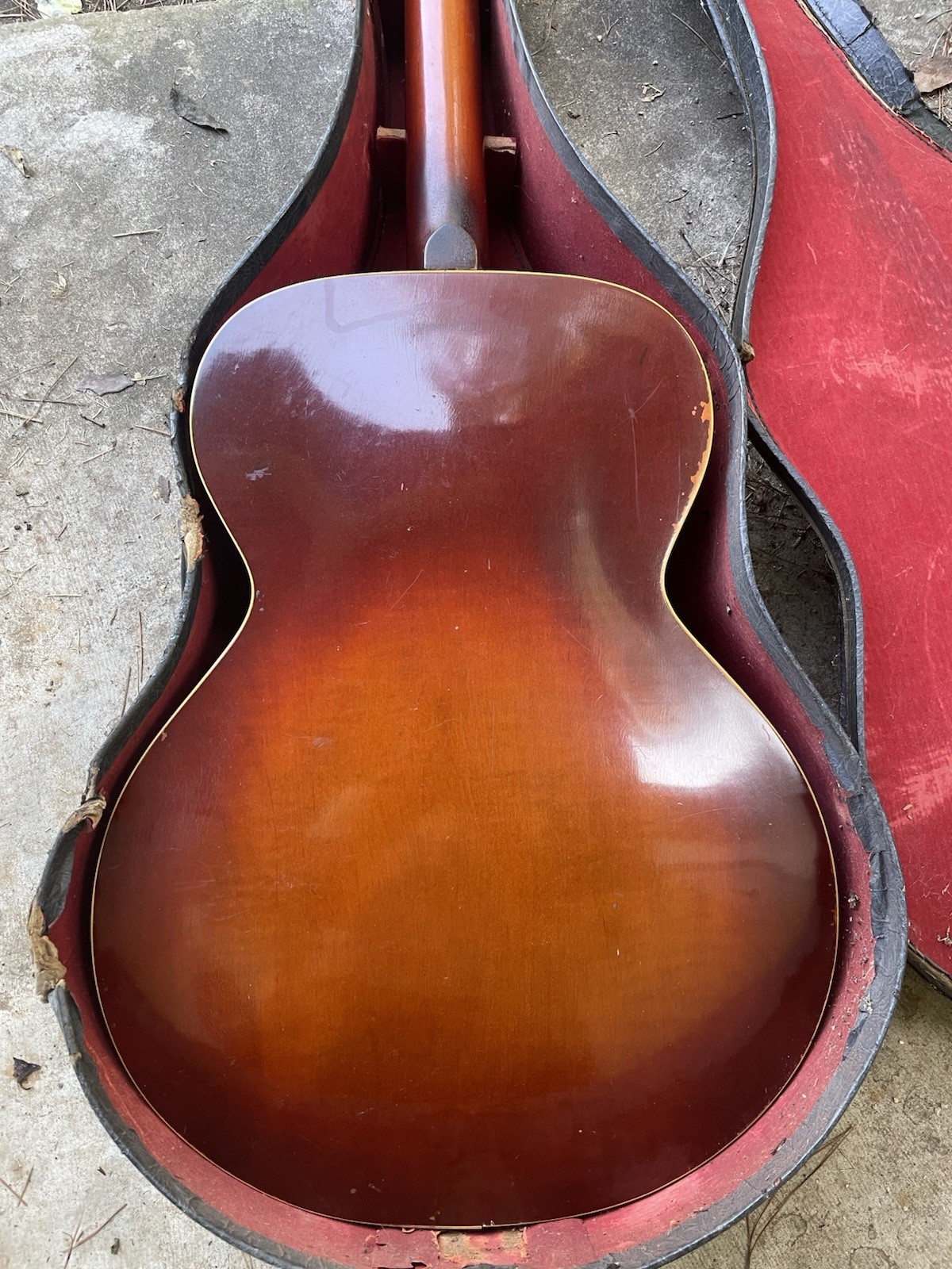 Vintage 1950s Kay Archtop Guitar original Case U.S. Army Label Needs Neck Reset