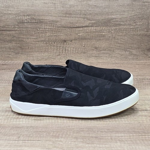 OluKai Lae'Ahi Pa'i Scarpe Slip-On Uomo 12 - Lava Rock Nero Mimetico - Nuove Con Etichette