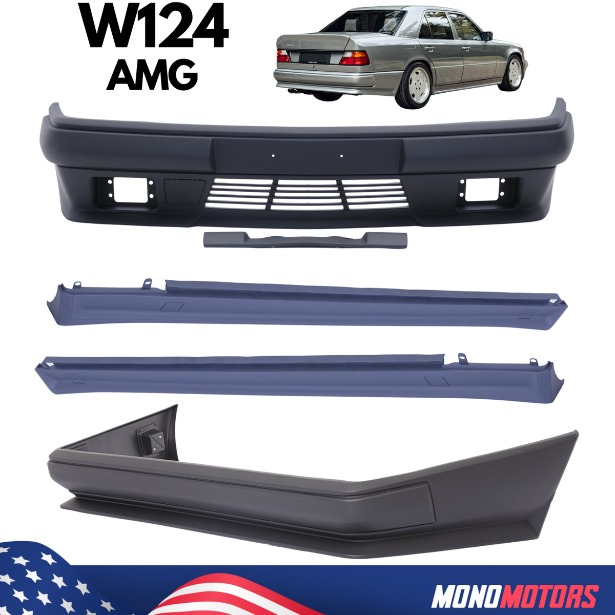 BODY KIT FOR W124 AMG STYLE FRONT REAR BUMPER SIDE SKIRTS TRIMS