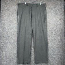 Haggar Dress Pants Mens 42x32 Gray Cool 18 Classic Fit Flat Front Polyester