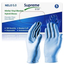 Supreme TTF Blended Nitrile Vinyl Disposable Gloves Blue Powder Free Non - Latex