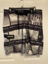 Men  s Rip Curl Board Shorts Sz 31 Black Gray Mirage Swim Trunks Beach Surf