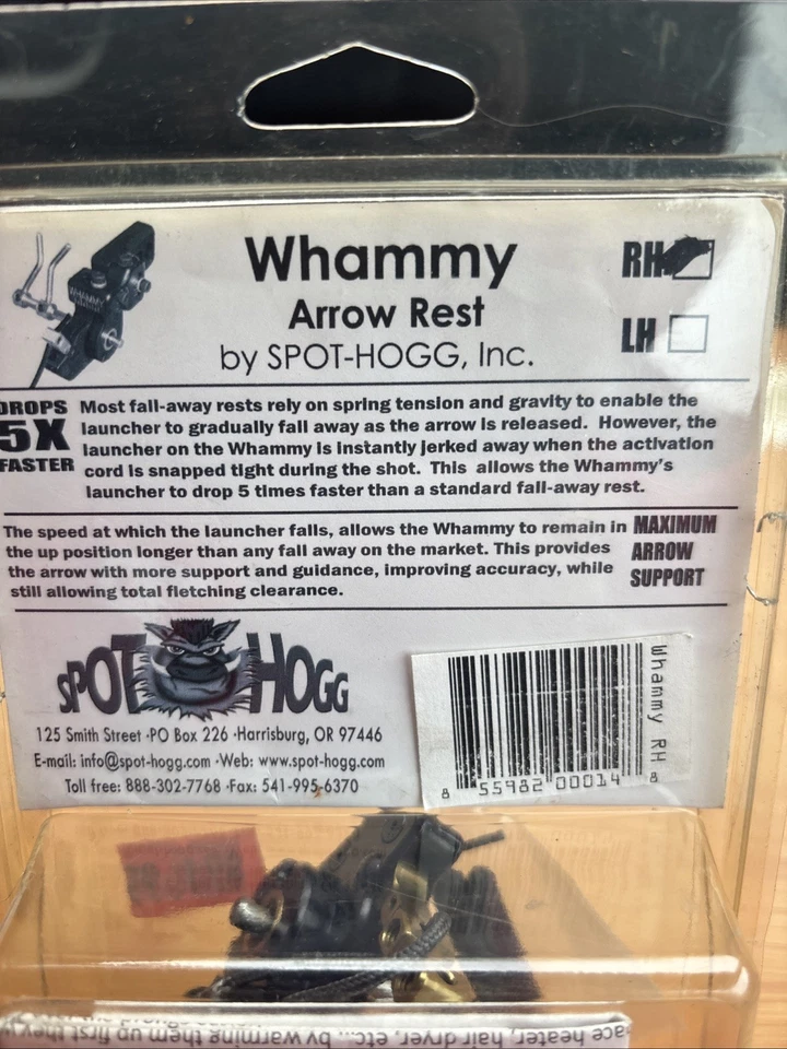 Spot Hogg Whammy Arrow Rest Black RH Archery Bow Hunting 5X Faster NEW Deer USA - Image 4 of 4