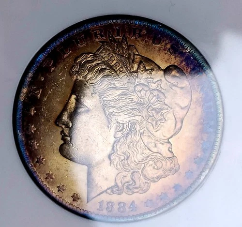 1884-O Morgan silver Dollar MS65!! PC Amazing Toning