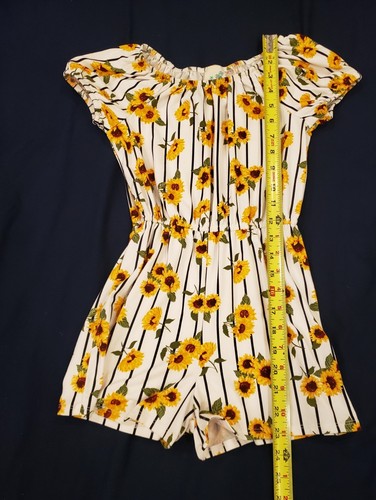 Lot Of 2 Girls Charming Floral Romper Sunflower Stripes Wildflower Size 7/8 8 - Picture 8 of 14