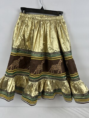 Handmade Little Girl Size 5/6 Gold & Brown Giraffe Skirt Well Made Dress-Up