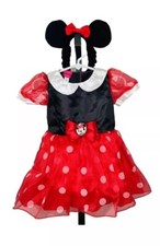 Disney Jr Minnie Mouse Costume Dress With Headband Bow Infant 6-9 Months