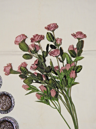 90 Pc Lot of NEW Wedding Decor Silk Flowers, Silver Platters, Bells RIBBON ADDED - Picture 8 of 23