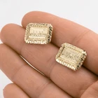 Solid 10K 1/2" Diamond-Cut Last Supper Nugget Stud Earrings Yellow Gold All Size