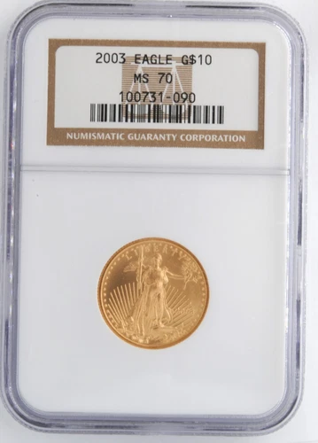 United States 2003 $10 American Gold Eagle 1/4 Ounce Coin NGC MS70 Slab