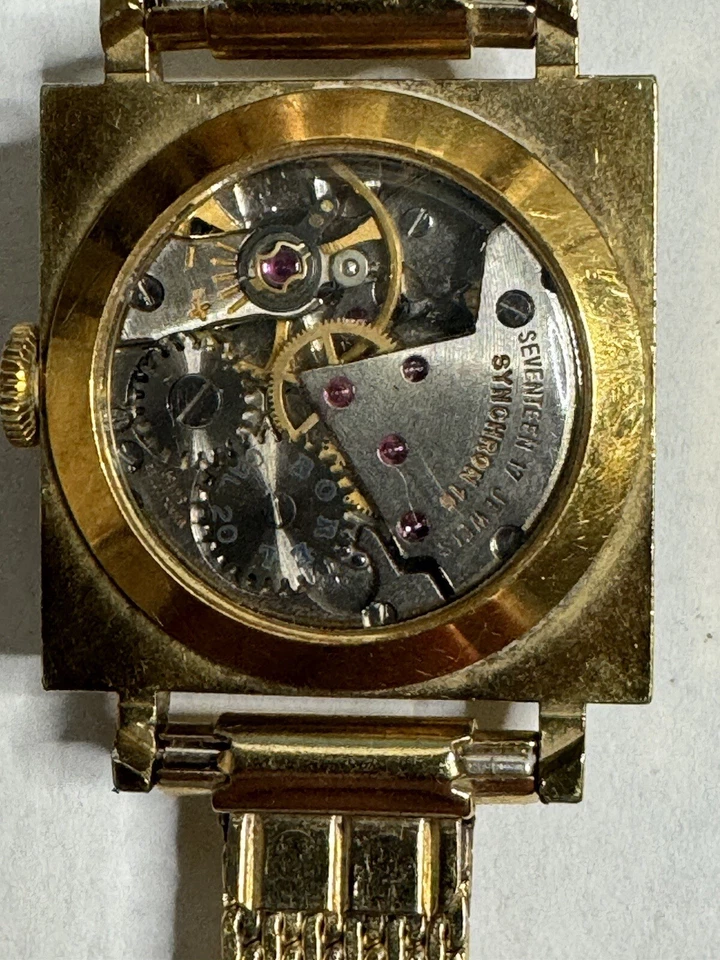 Reloj Caleidoscopio Ernest Borel Tono Dorado Cuadrado Suizo 17 Joyas No Funciona Foto 4 de 4