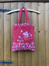 Peppa Pig Kids Tote Bag Handbag Canvas Coral Pink Blue Daisy Bee Small Medium