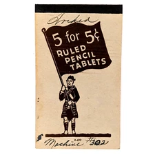 c1940s Scotsman Kilt Pocket Memo Pad Notepad Ruled Pencil Tablet Scot Dress C38