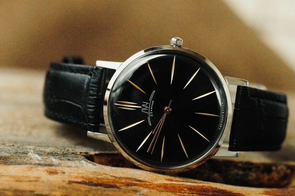 Часы LUCH ультра тонкий механический кожаный ремешок (POLJOT De Luxe) роскошь - Изображение 2 из 4