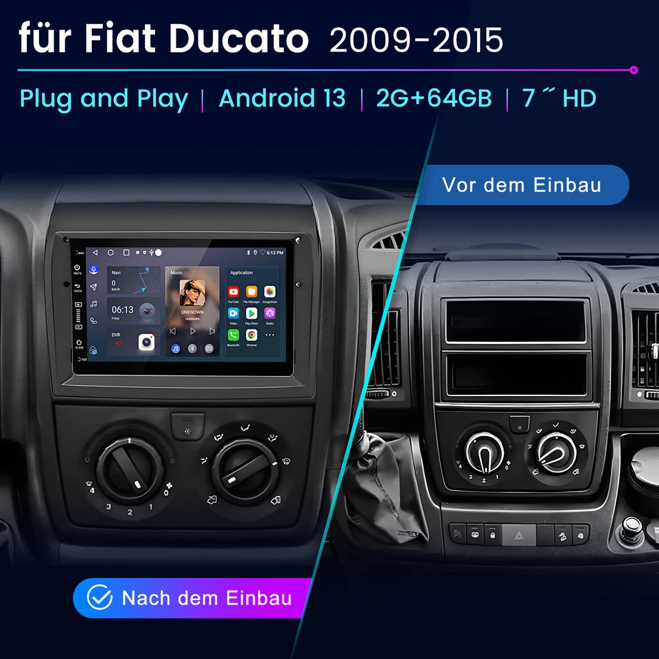 Für Fiat Ducato 2006-2023 Android Autoradio Navi GPS Wifi BT FM RDS DAB SWC 64G  - Bild 2 von 4