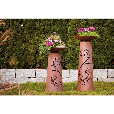 Pflanzsäule mit Schale ''Säule Kegel - Lichterzauber'' Edelrost Gartensäule