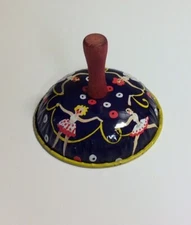 Vintage Kirchhof Metal Noise Maker Bell Dancing Girls With Red Wood Handle