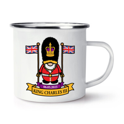 Gonk Beefeater Kings Guard Emaille Becher Tasse Charles III Krönung lustig Wichtel
