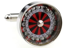 Roulette Wheel Pair Cufflinks Casino Wedding Fancy Gift Box & Polishing Cloth