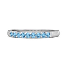 Half Eternity 2.50MM Round Swiss Blue Topaz 925 Sterling Silver Bridal Ring