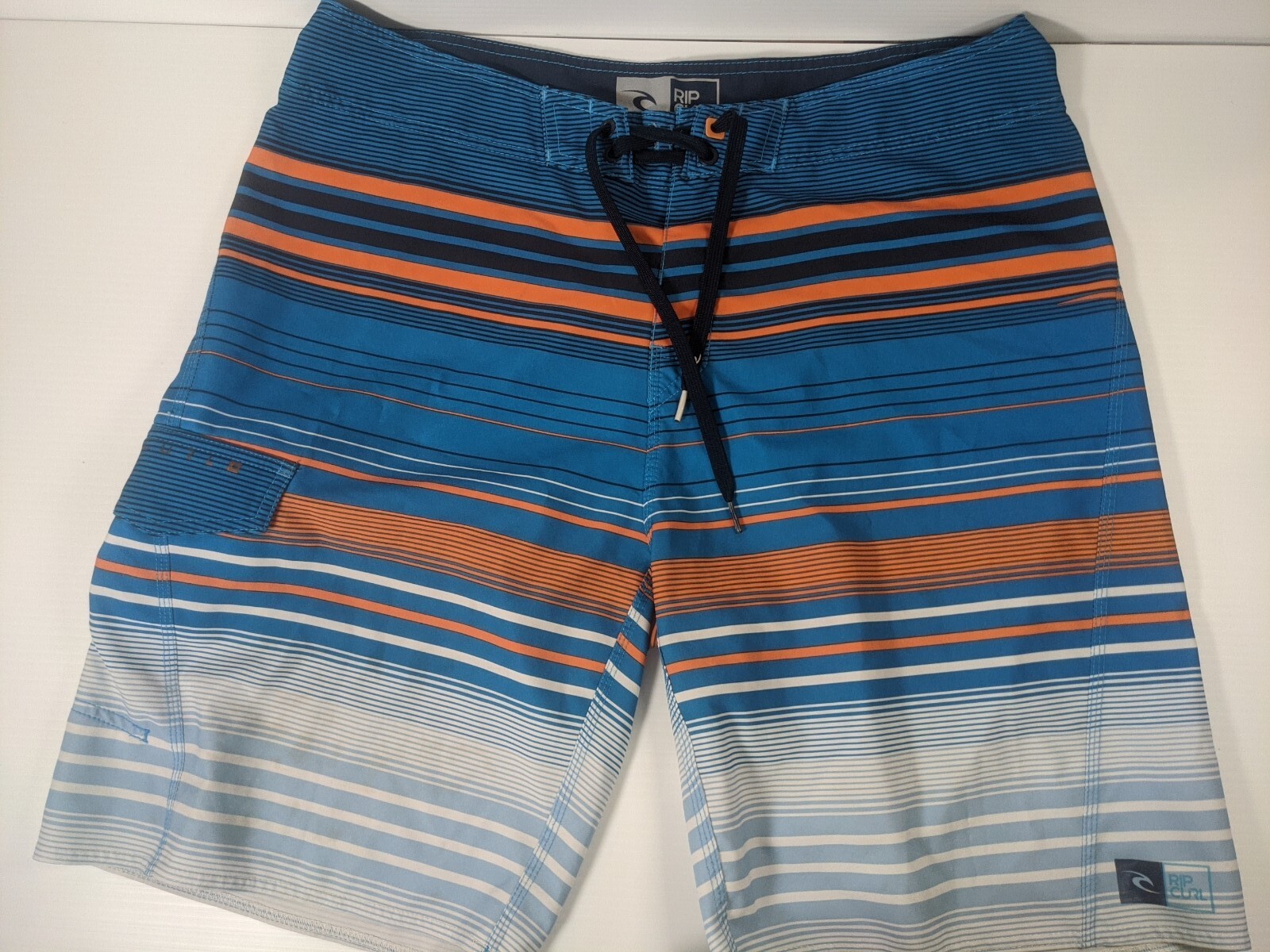 RIP CURL Board Shorts Swim Mens 36 Striped blue orange Gem