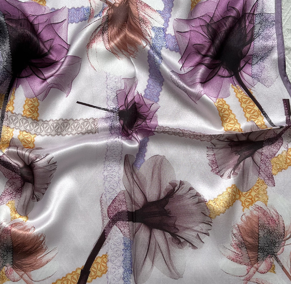 100% Mulberry Silk Square Scarf for Women 53x53cm Fashion Printed Shawl Wrap