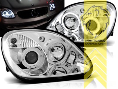 LED Angel Eyes Scheinwerfer für Mercedes Benz SLK R170 chrom