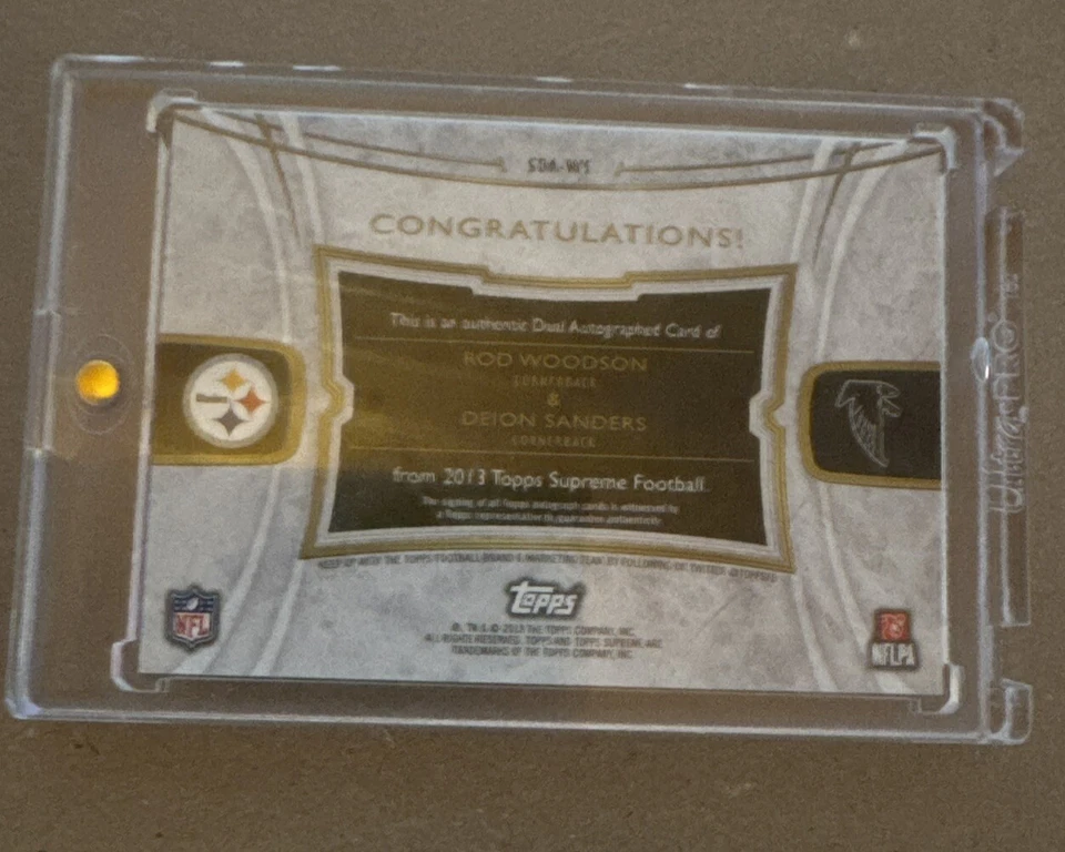 Topps Supreme 2013 doble automático Rod Woodson/Deion Sanders #03/20 - Dos HOFers Foto 2 de 2