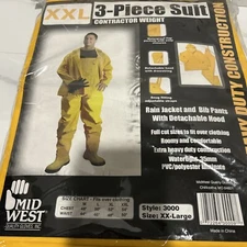 Mid West | Contractor Weight | 3 Piece Rain Suit  Yellow | Size XXL | Style 3000